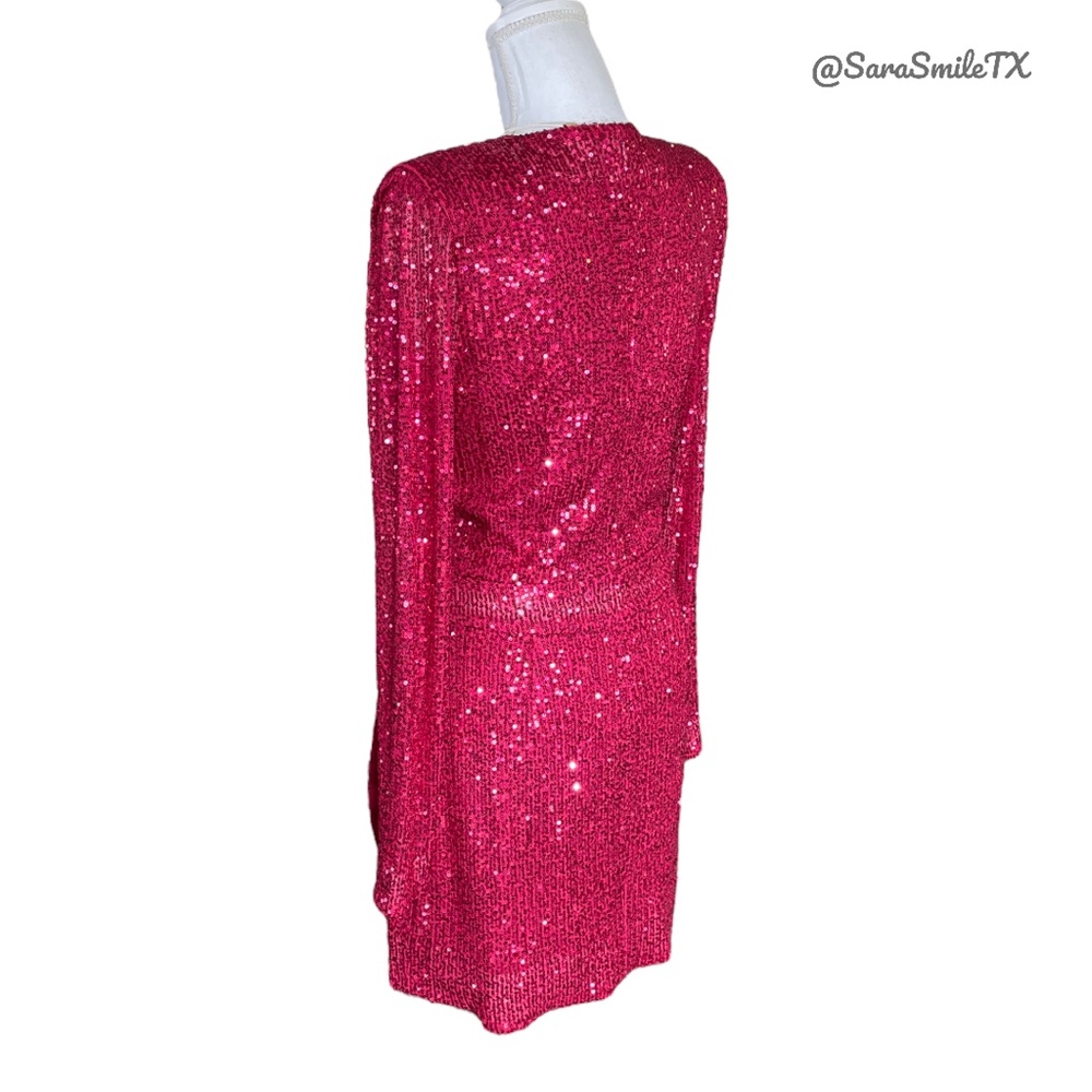 RAMY BROOK - Reba - Sequin Plunge V-Neck Long Sleeve Party Cocktail Dress - Picture 11 of 16